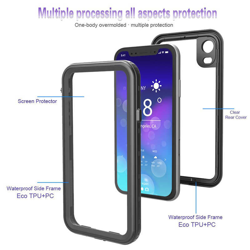 Apple iPhone XR 6.1 Kılıf Zore 1-1 Su Geçirmez Kılıf Siyah