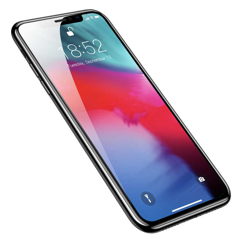Apple iPhone XS Max 6.5 Zore Kenarları Kırılmaya Dayanıklı Cam Ekran Koruyucu Siyah