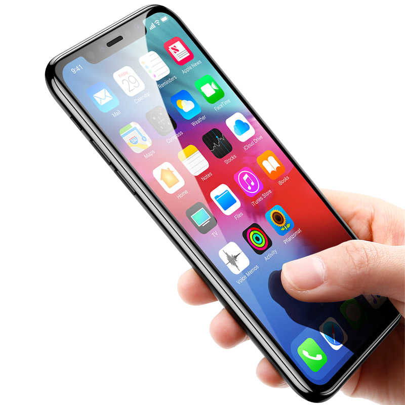 Apple iPhone XS Max 6.5 Zore Kenarları Kırılmaya Dayanıklı Cam Ekran Koruyucu Siyah