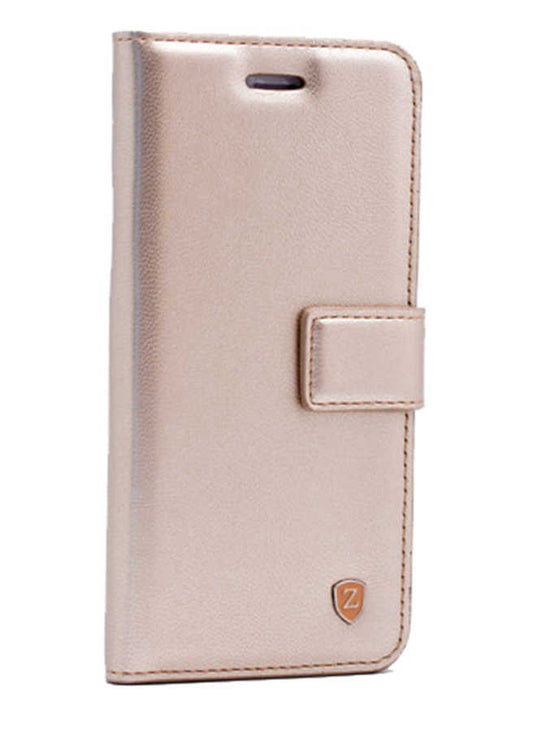 Apple iPhone XS Max 6.5 Kılıf Zore New Delüxe Kapaklı Stand Gold