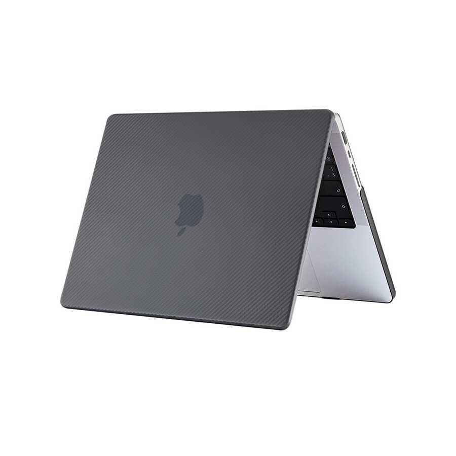 Apple Macbook Pro 16.2 2023 A2780 Zore MSoft Carbon Fiber Tasarımlı Kapak Siyah