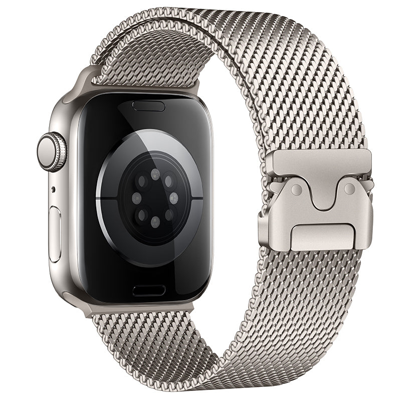 Apple Watch 10 42mm Zore KRD-121 Metal Hasır Kordon Starlight