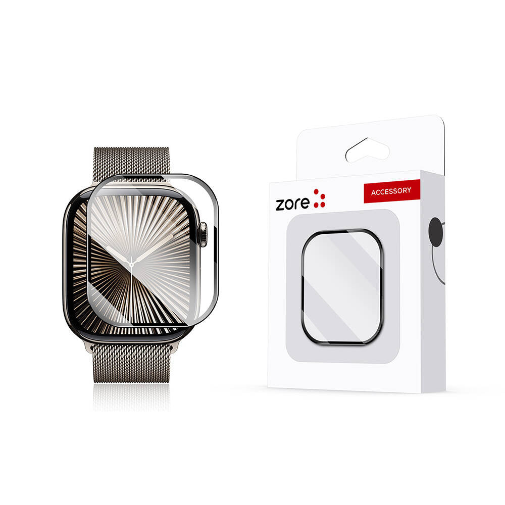 Apple Watch 10 42mm Zore PMMA Pet Saat Ekran Koruyucu Siyah
