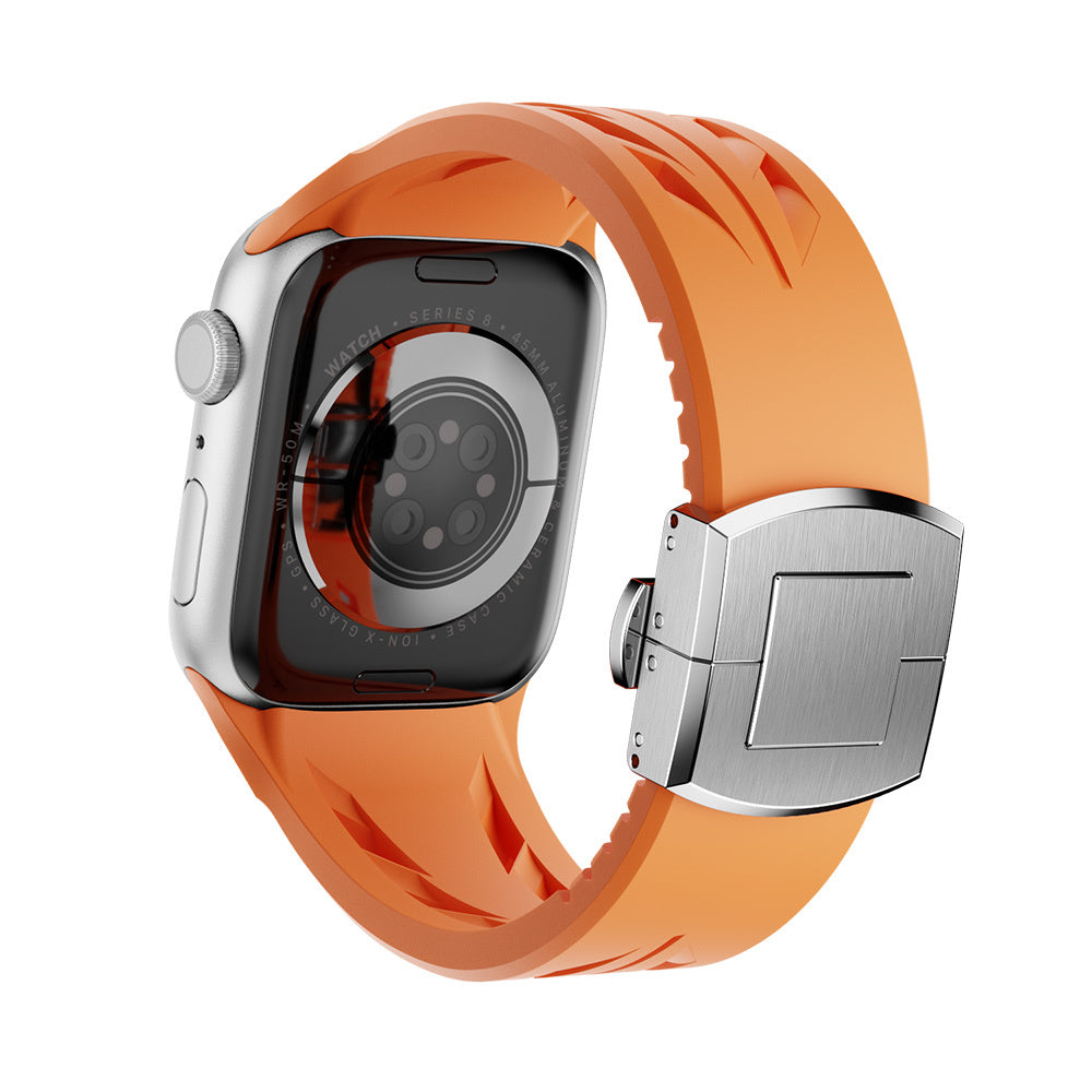 Apple Watch 10 46mm KRD-127 Metal Tokalı Silikon Kordon Turuncu