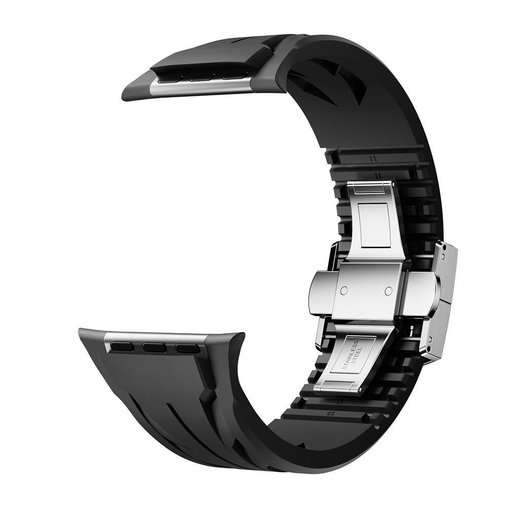 Apple Watch 10 46mm KRD-127 Metal Tokalı Silikon Kordon Beyaz