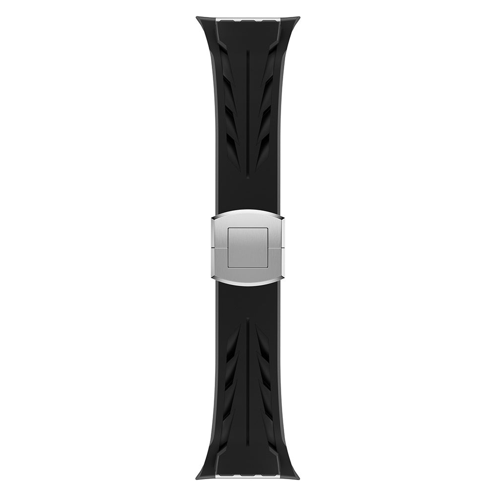 Apple Watch 10 46mm KRD-127 Metal Tokalı Silikon Kordon Siyah