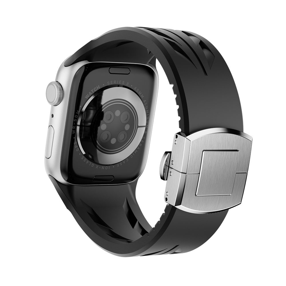 Apple Watch 10 46mm KRD-127 Metal Tokalı Silikon Kordon Beyaz