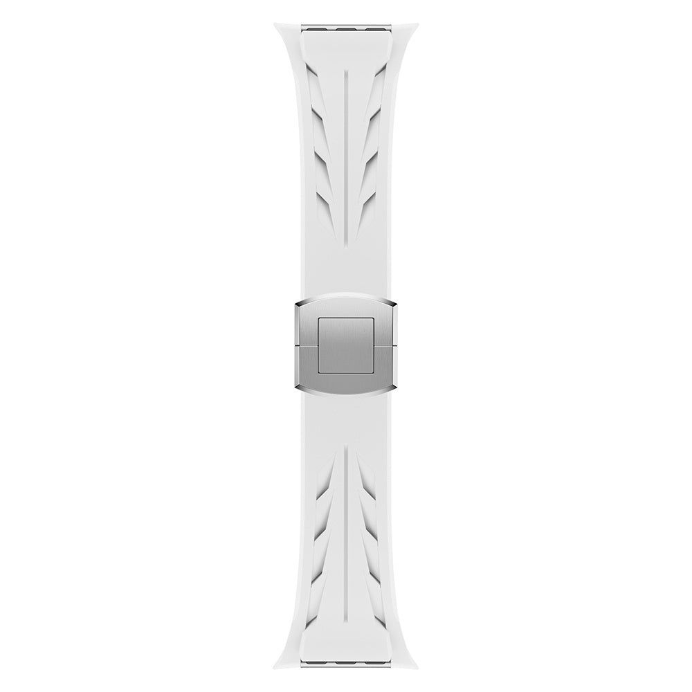 Apple Watch 10 46mm KRD-127 Metal Tokalı Silikon Kordon Beyaz