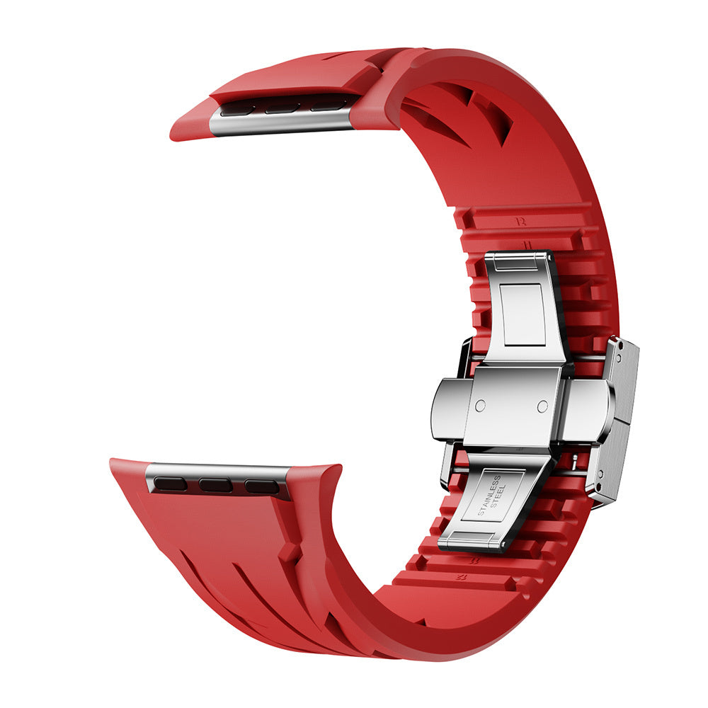 Apple Watch 10 46mm KRD-127 Metal Tokalı Silikon Kordon Beyaz