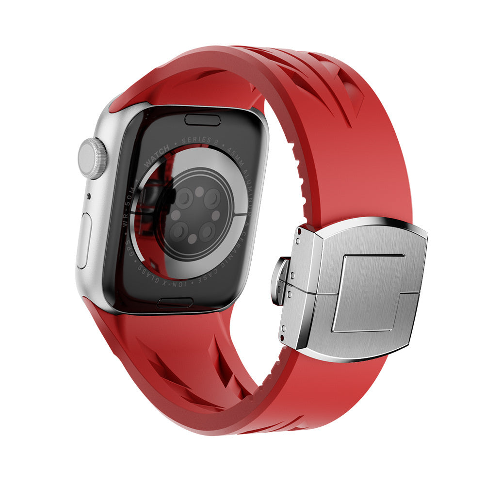 Apple Watch 10 46mm KRD-127 Metal Tokalı Silikon Kordon Siyah
