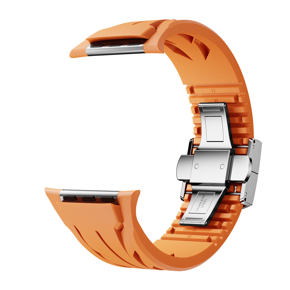 Apple Watch 10 46mm KRD-127 Metal Tokalı Silikon Kordon Siyah