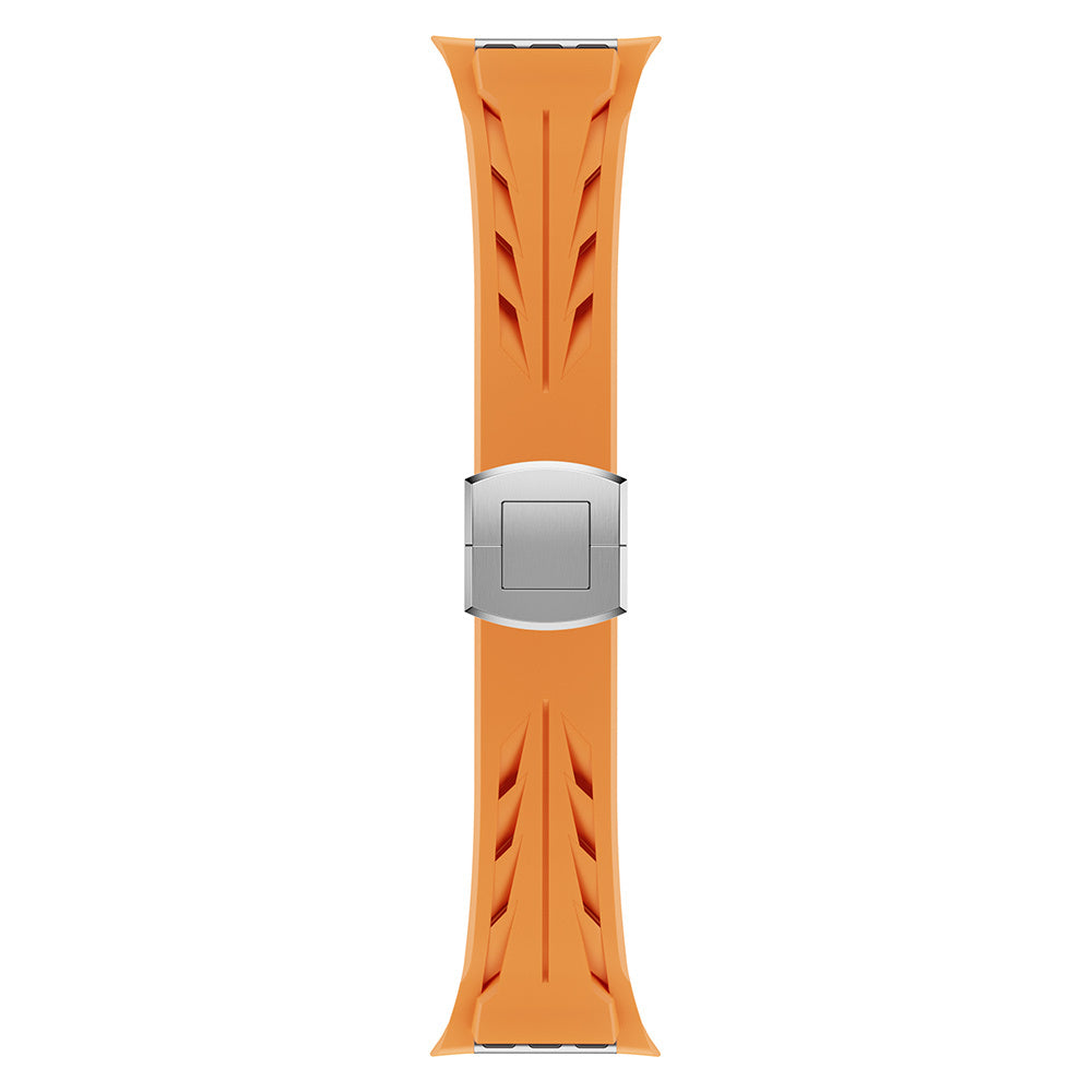 Apple Watch 10 46mm KRD-127 Metal Tokalı Silikon Kordon Turuncu