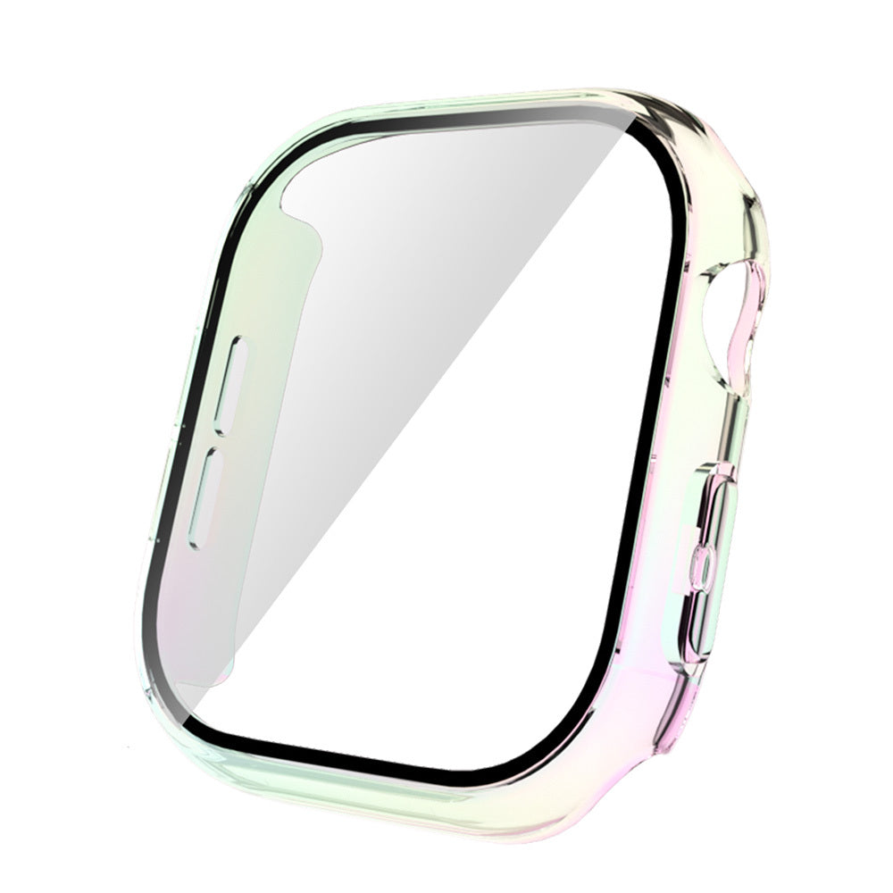 Apple Watch 10 46mm Sert PC Kasa Electroplatink Çerçeveli Ekran Koruyucu Zore Watch Gard 36 Gümüş