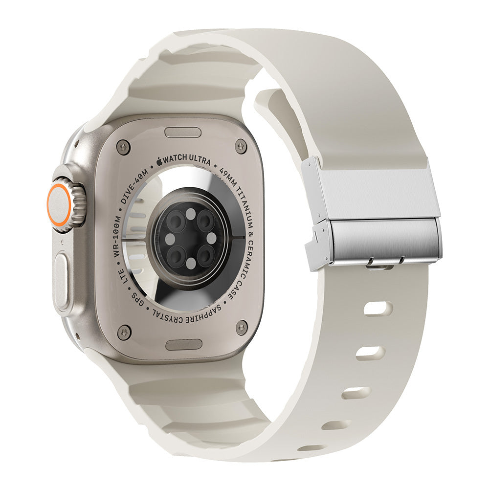 Apple Watch 10 46mm Zore KRD-145 Metal Tokalı Silikon Kordon Mavi