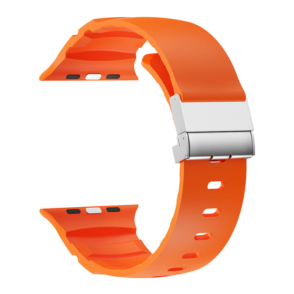 Apple Watch 10 46mm Zore KRD-145 Metal Tokalı Silikon Kordon Mavi