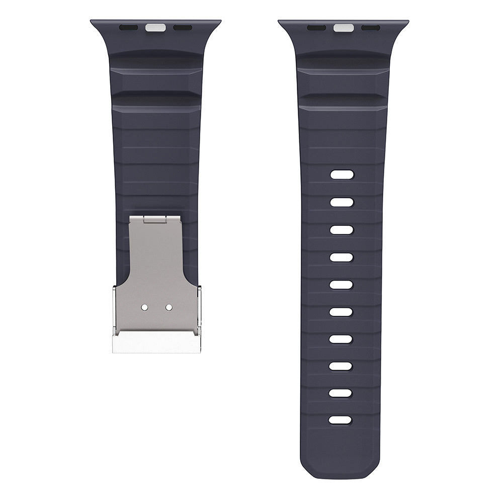 Apple Watch 10 46mm Zore KRD-145 Metal Tokalı Silikon Kordon Turuncu