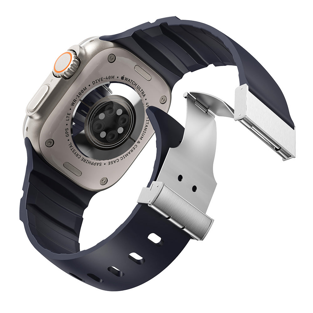 Apple Watch 10 46mm Zore KRD-145 Metal Tokalı Silikon Kordon Starlight