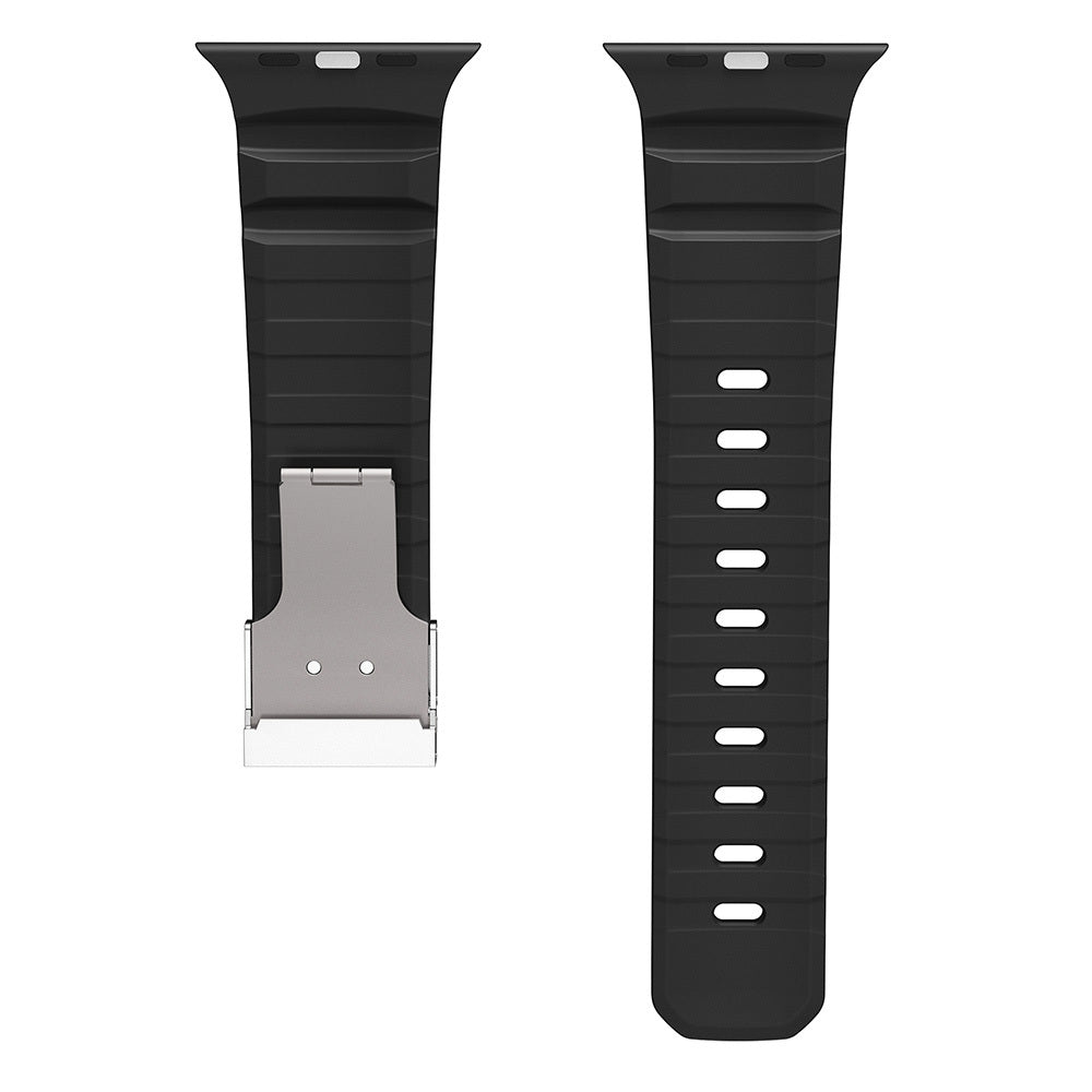 Apple Watch 10 46mm Zore KRD-145 Metal Tokalı Silikon Kordon Turuncu