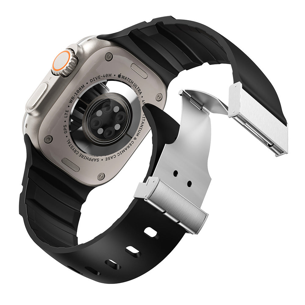 Apple Watch 10 46mm Zore KRD-145 Metal Tokalı Silikon Kordon Starlight