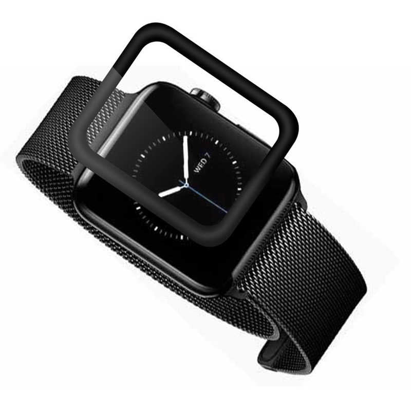Apple Watch 38mm Zore Kenarları Metal Cam Ekran Koruyucu Siyah