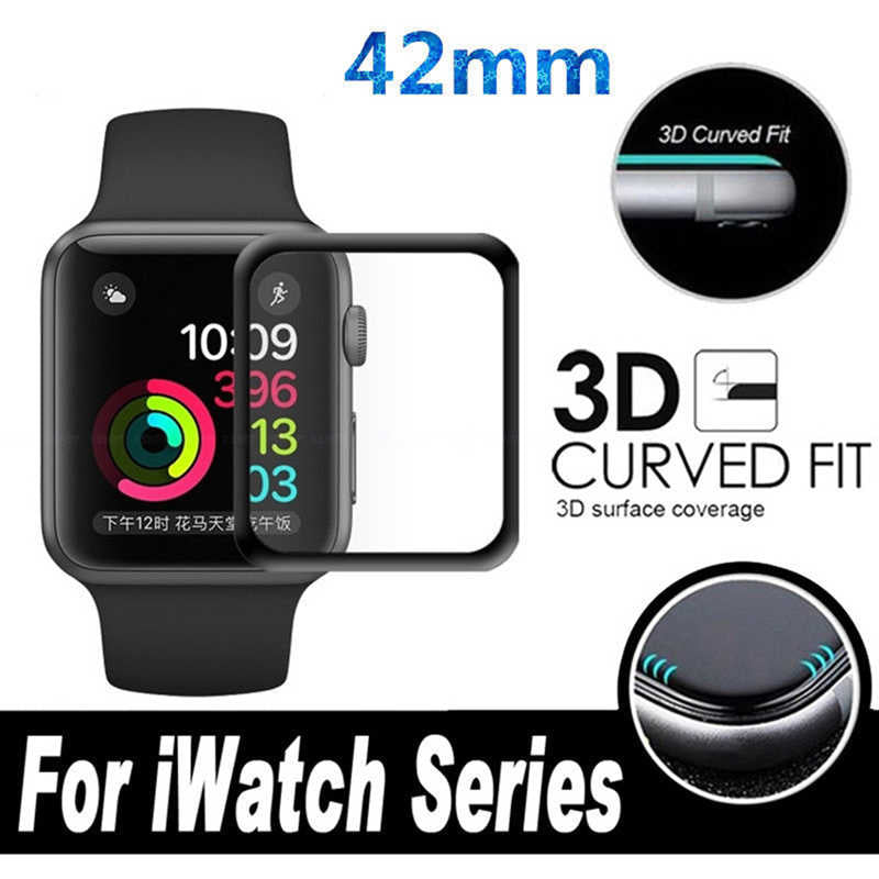 Apple Watch 38mm Zore Kenarları Metal Cam Ekran Koruyucu Siyah