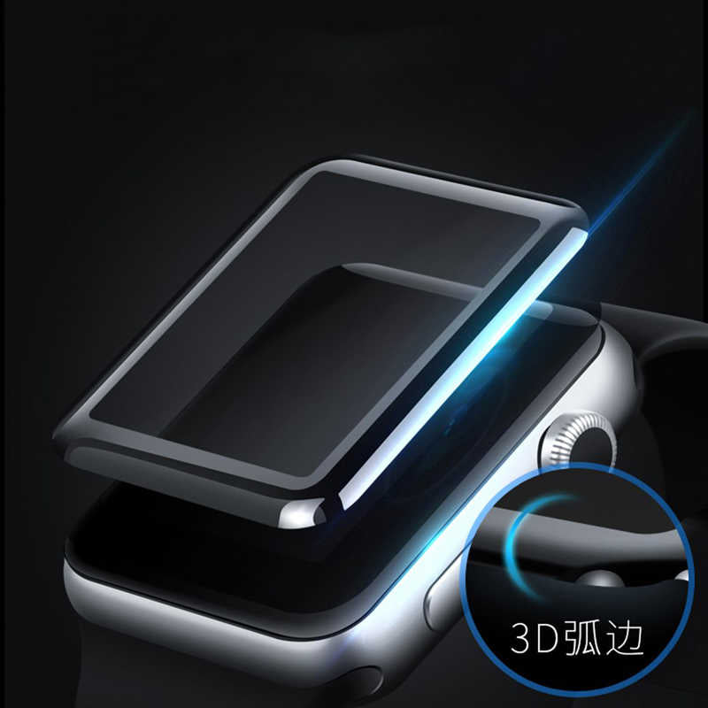 Apple Watch 38mm Zore Kenarları Metal Cam Ekran Koruyucu Siyah