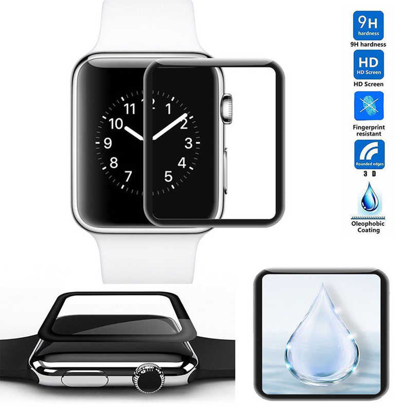 Apple Watch 38mm Zore Kenarları Metal Cam Ekran Koruyucu Siyah