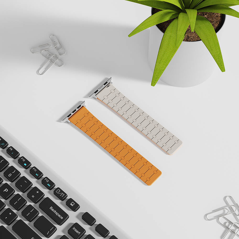 Apple Watch 40mm Zore KRD-111 Çizgili Desenli Silikon Kordon Turuncu