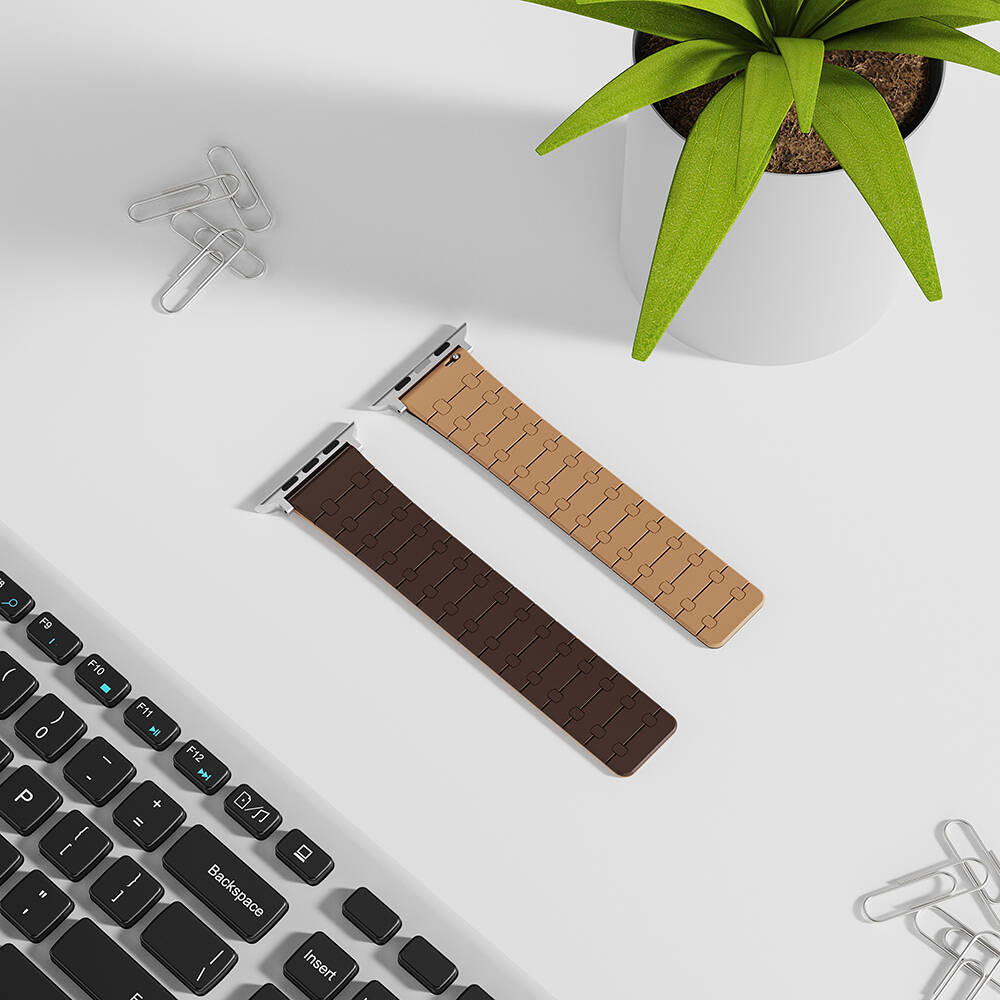 Apple Watch 40mm Zore KRD-111 Çizgili Desenli Silikon Kordon Turuncu