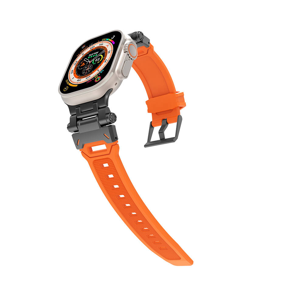 Apple Watch 42mm Zore KRD-108 Metal Başlıklı Silikon Kordon Starlight-Yeşil