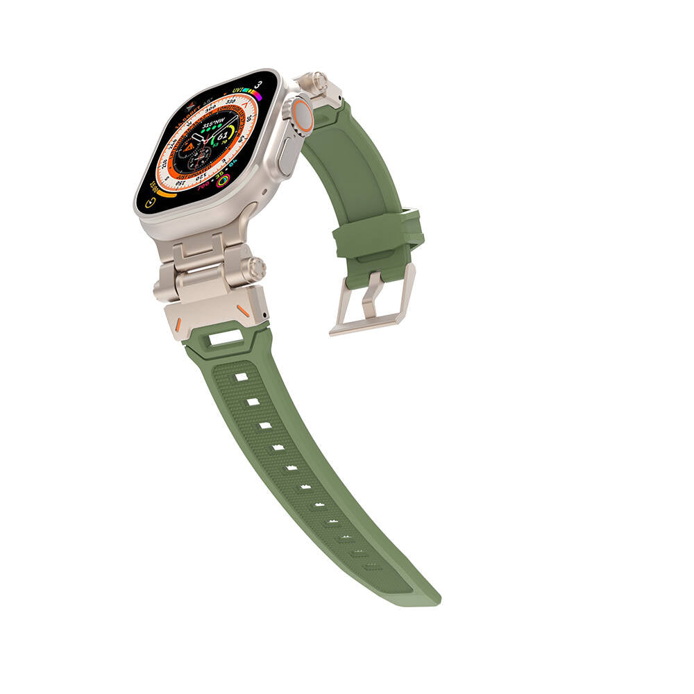 Apple Watch 42mm Zore KRD-108 Metal Başlıklı Silikon Kordon Siyah-Starlight
