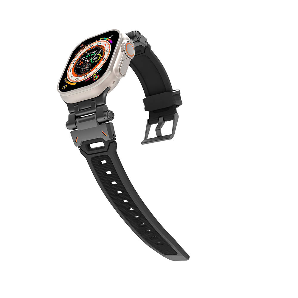Apple Watch 42mm Zore KRD-108 Metal Başlıklı Silikon Kordon Starlight-Yeşil