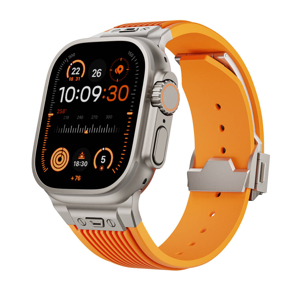 Apple Watch 42mm Zore KRD-113 Spor Görünümlü Silikon Kordon Turuncu