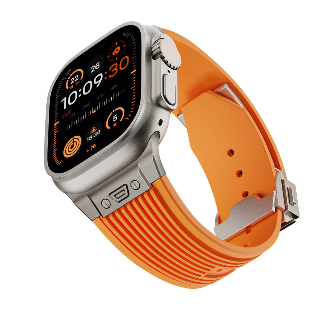 Apple Watch 42mm Zore KRD-113 Spor Görünümlü Silikon Kordon Turuncu