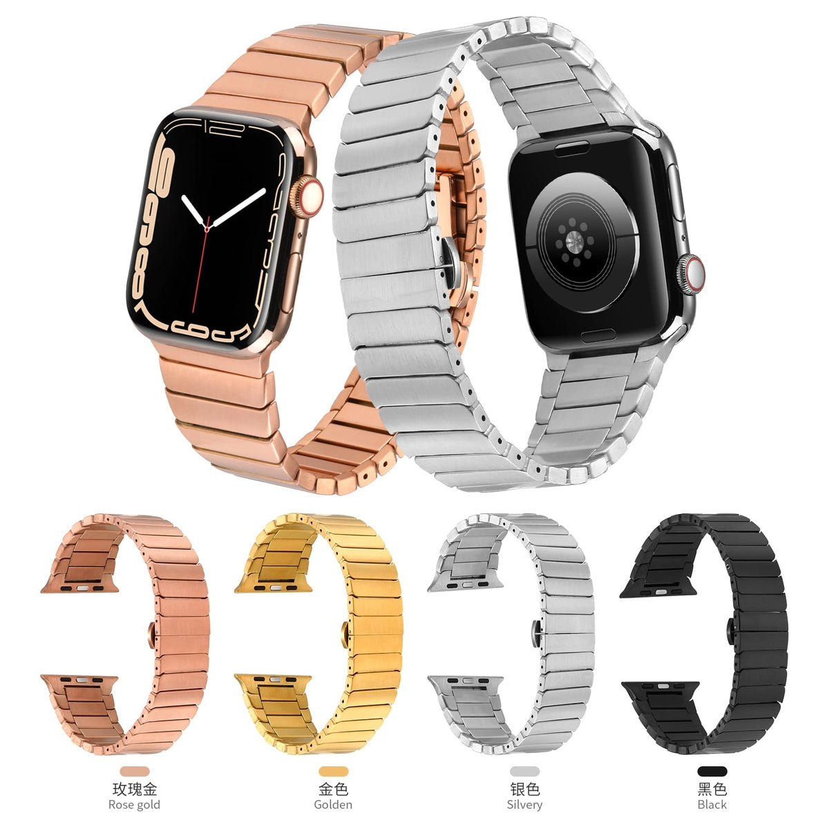 Apple Watch 44mm Kordon KRD-79 Metal Strap Kayış Gri