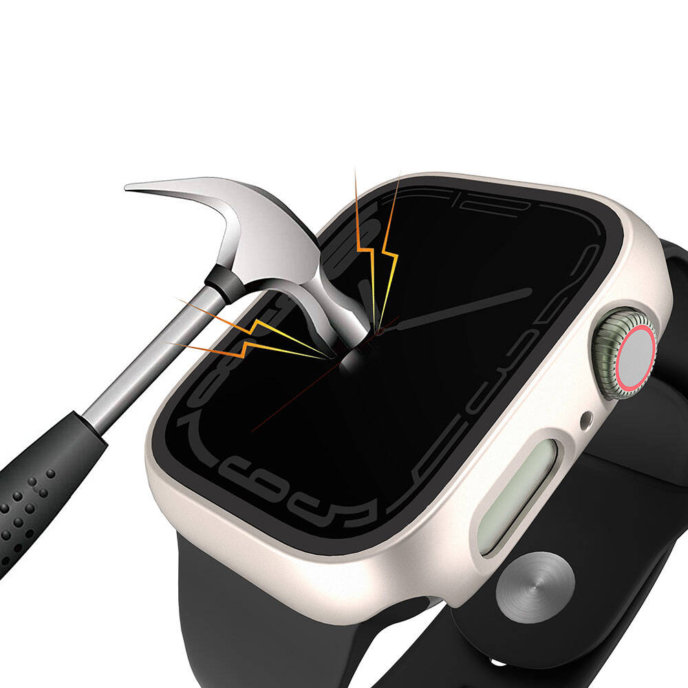 Apple Watch 44mm Sert PC Kasa ve Privacy Hayalet Ekran Koruyucu Zore Watch Gard 32 Siyah