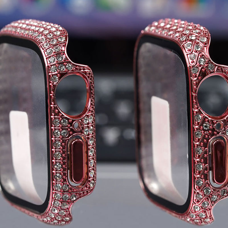 Apple Watch 7 41mm Zore Watch Gard 24 Kenarları Taşlı Sert PC Kasa Ve Ekran Koruyucu Renksiz