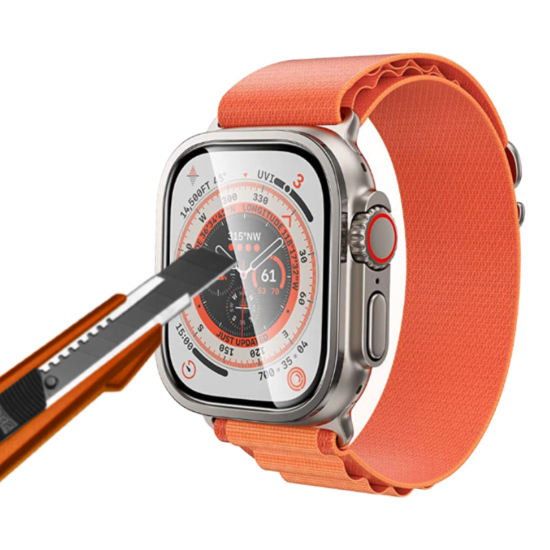 Apple Watch Ultra 49mm Zore ALM-01 Metal Çerçeveli Ekran Koruyucu Siyah