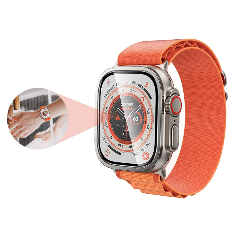 Apple Watch Ultra 49mm Zore ALM-01 Metal Çerçeveli Ekran Koruyucu Gümüş