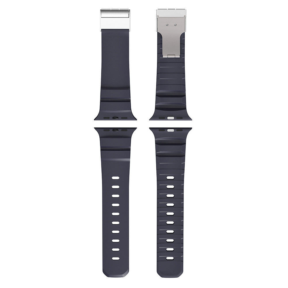Apple Watch Ultra 49mm Zore KRD-145 Metal Tokalı Silikon Kordon Starlight