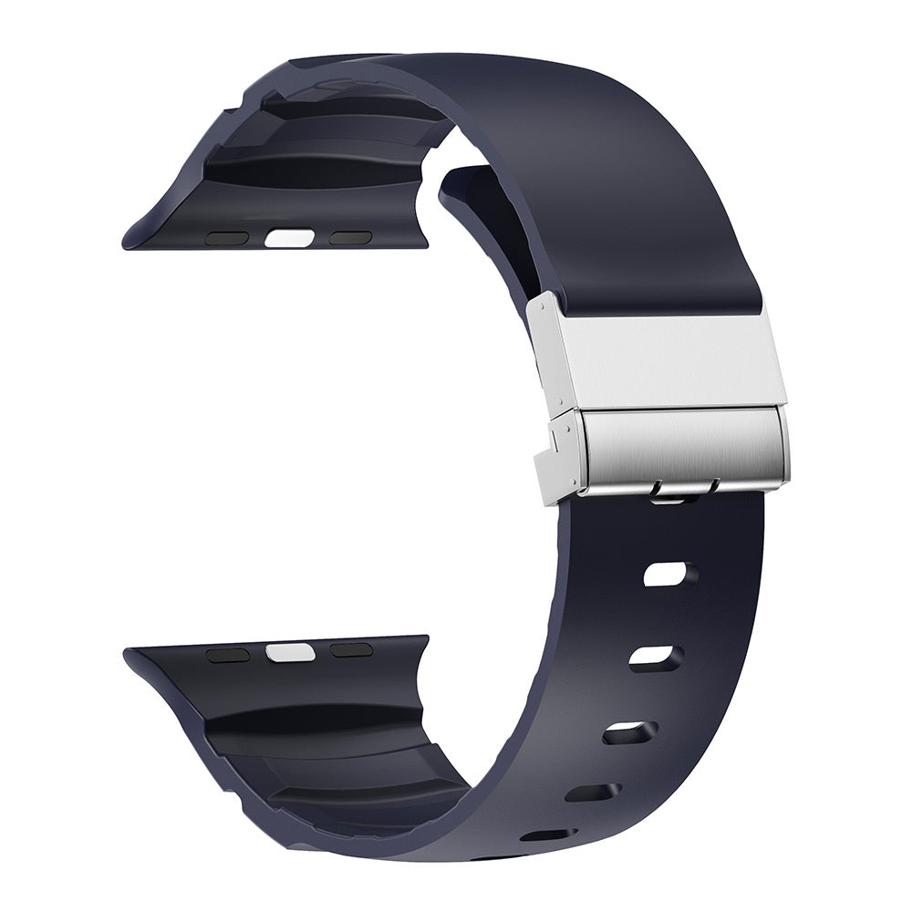 Apple Watch Ultra 49mm Zore KRD-145 Metal Tokalı Silikon Kordon Starlight