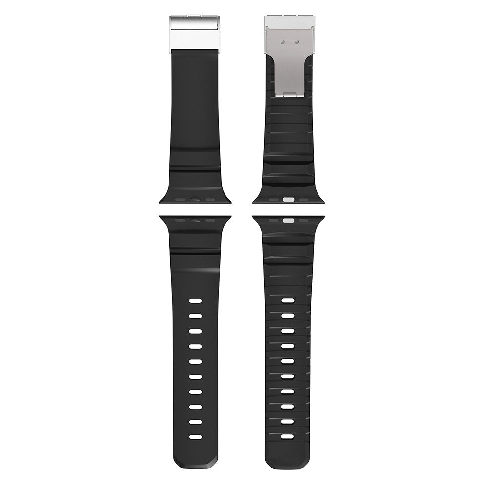 Apple Watch Ultra 49mm Zore KRD-145 Metal Tokalı Silikon Kordon Gri