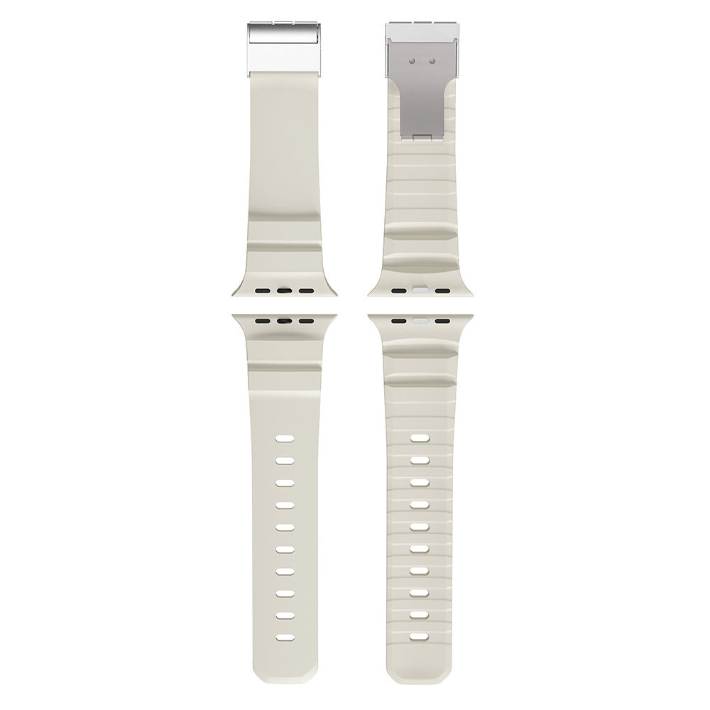 Apple Watch Ultra 49mm Zore KRD-145 Metal Tokalı Silikon Kordon Gri