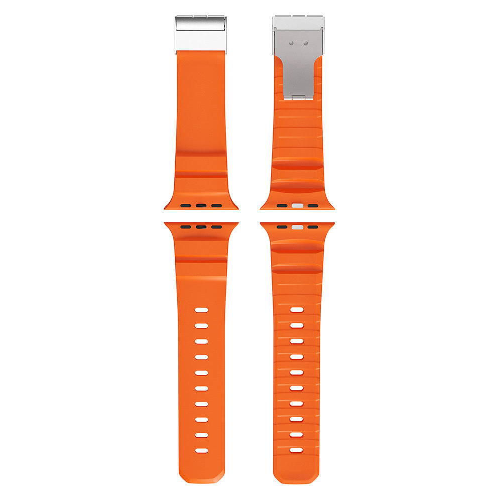 Apple Watch Ultra 49mm Zore KRD-145 Metal Tokalı Silikon Kordon Gri