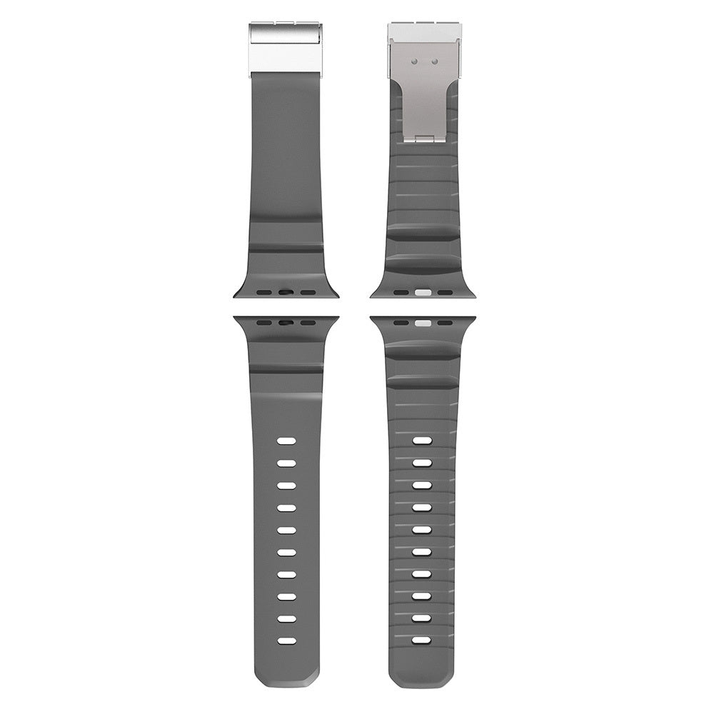 Apple Watch Ultra 49mm Zore KRD-145 Metal Tokalı Silikon Kordon Gri