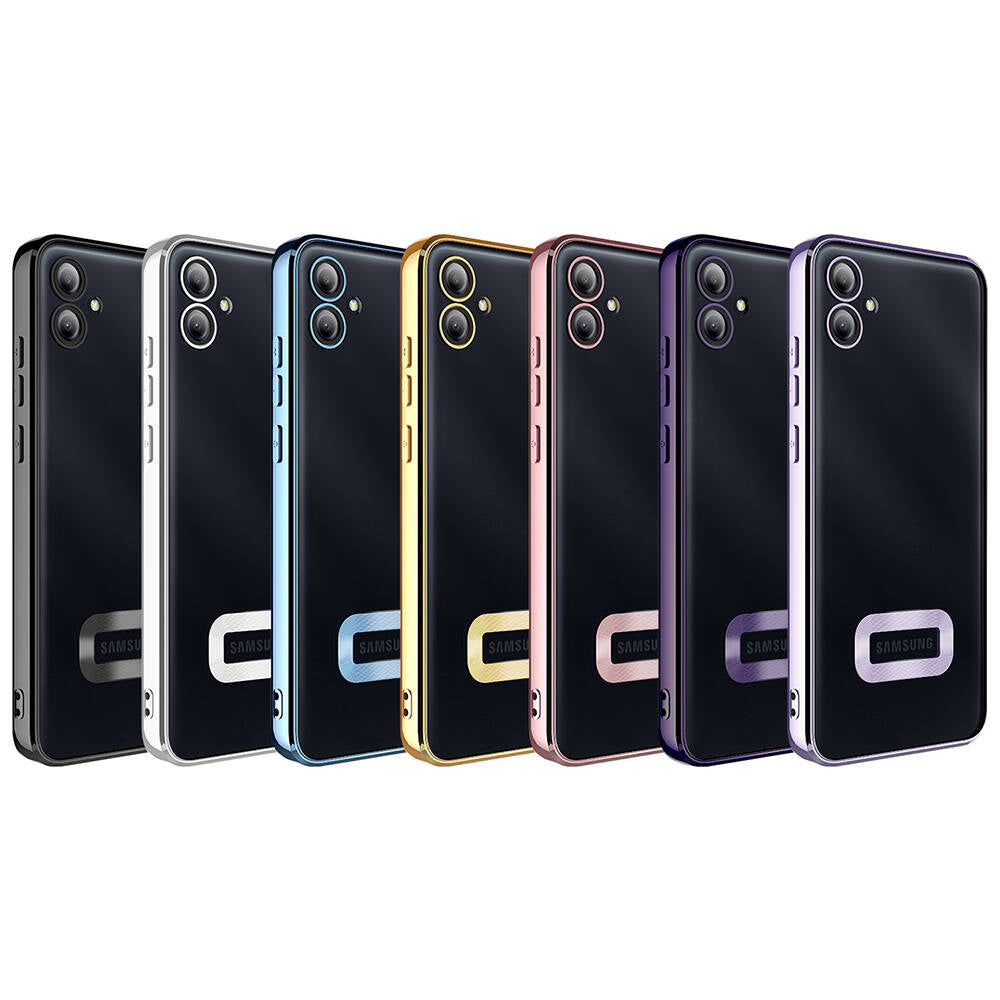 Galaxy A05 Kılıf Kamera Korumalı Logo Gösteren Zore Omega Kapak Gümüş