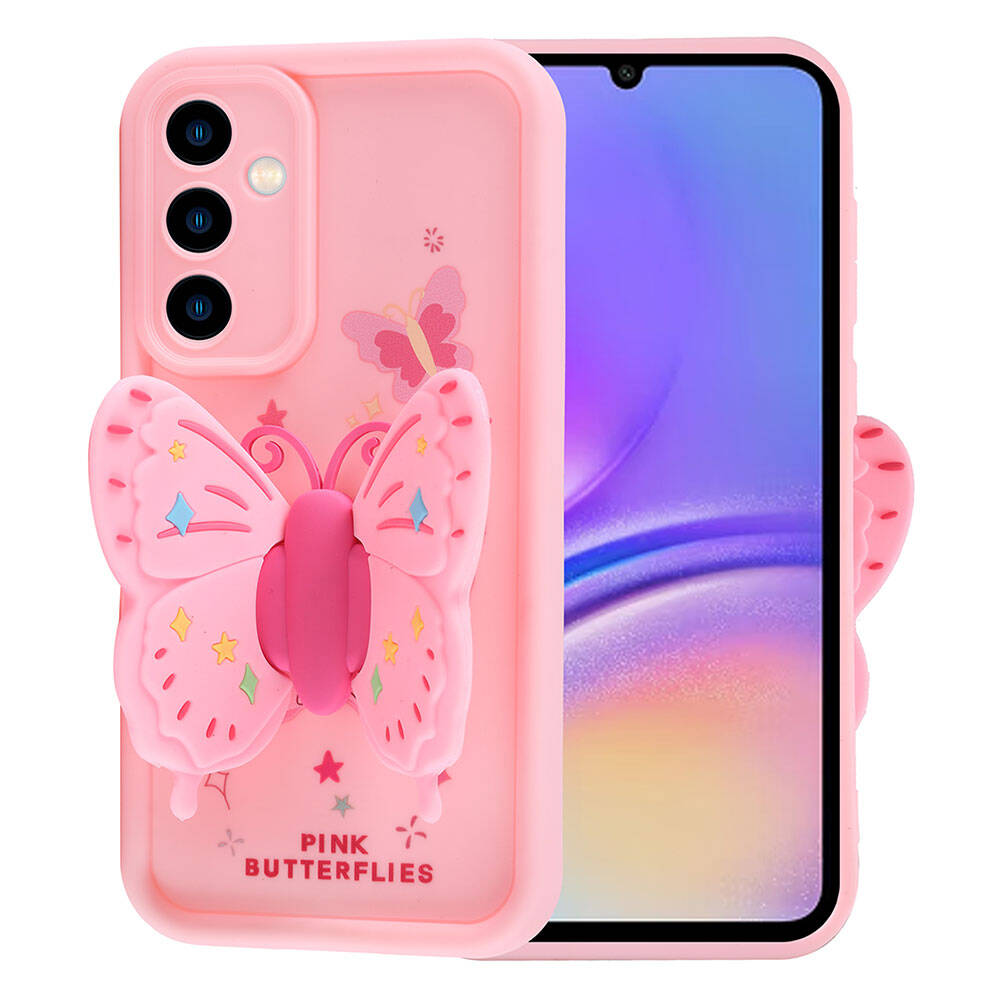 Galaxy A05S Kılıf Kamera Korumalı Figür Tasarımlı Zore Kapya Kapak Pembe Açık