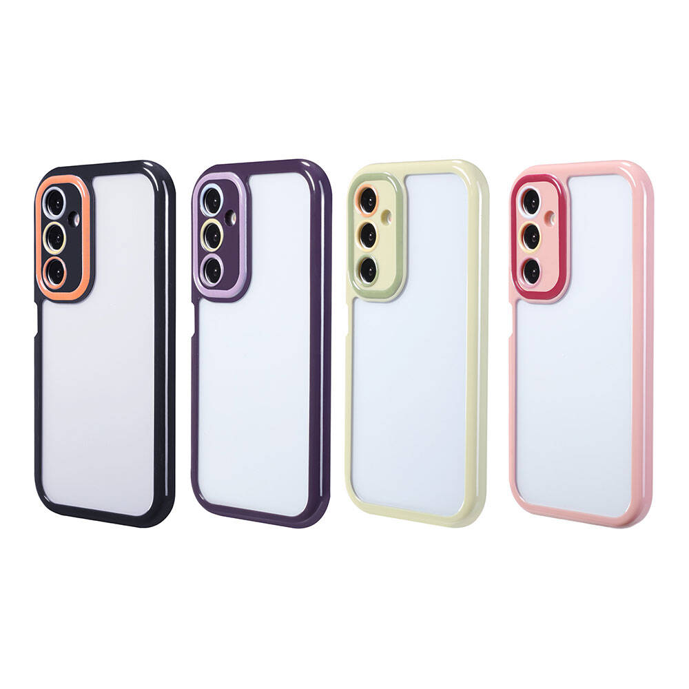 Galaxy A05S Kılıf Kamera Korumalı Renkli Kenar ve Çerçeve Tasarımlı Zore Vitamin Kapak Mürdüm