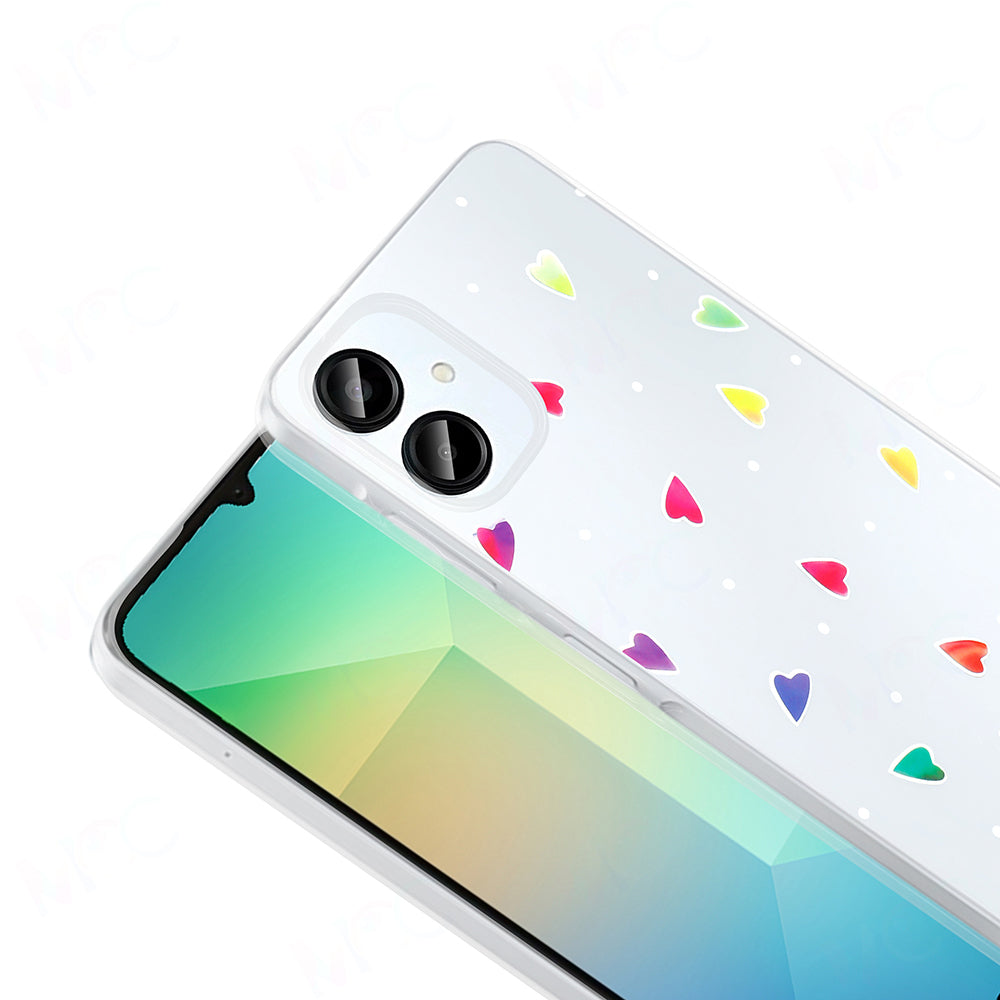 Galaxy A06 Kılıf Şeffaf Figürlü Zore Folk Sert Kapak Kalp