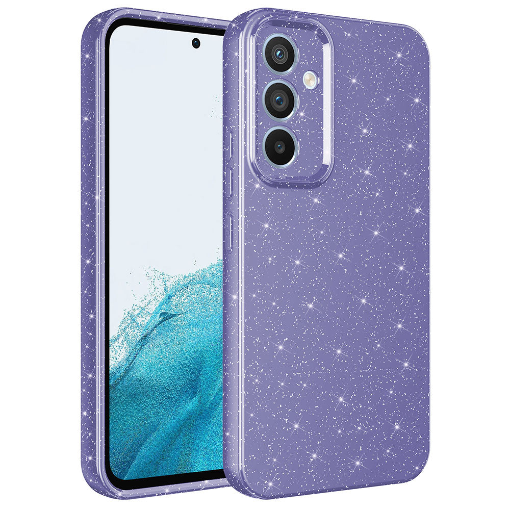 Galaxy A14 Kılıf Kamera Korumalı Simli Lüks Zore Koton Kapak Mor